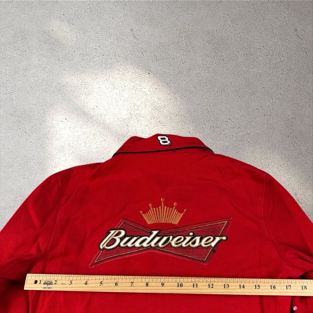 Vintage NWT JH Design Dale Jr. Budweiser Red Racing Jacket Sz Small NASCAR - Picture 9 of 10